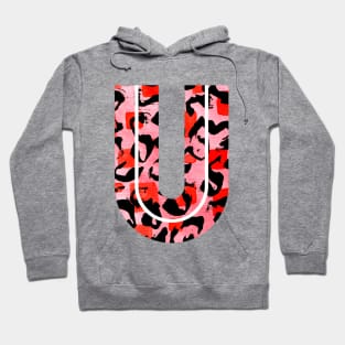 Letter U Watercolour Leopard Print Alphabet Red Hoodie